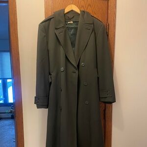 Green Military Peacoat 100% Wool Size 40r